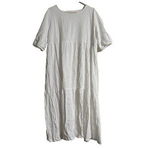Hipster Row White Dress 100% Cotton Layered Tiered Casual Light Short Sleeve XL